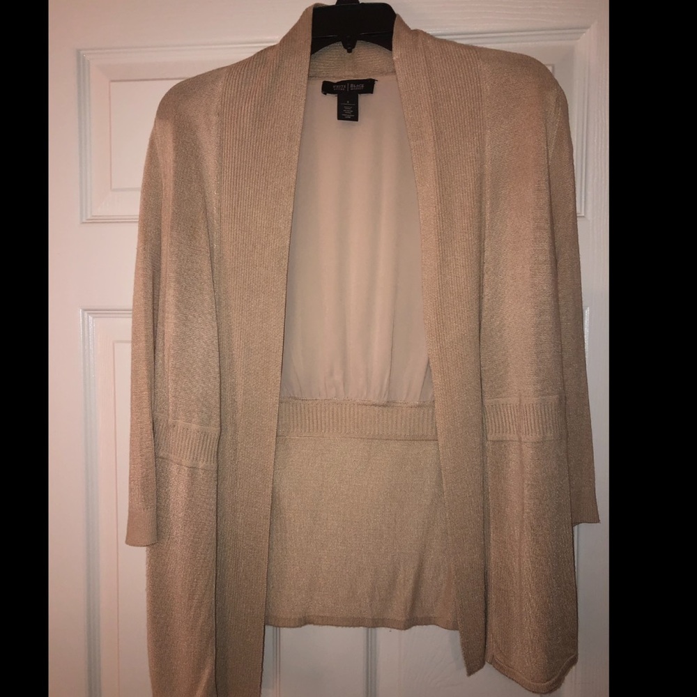 WHBM cream cardigan with sheer back